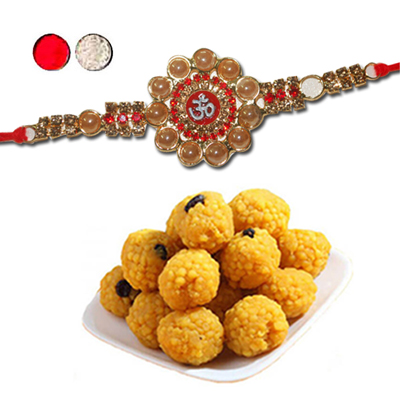 "Rakhi - SR-9010 A (Single Rakhi),  500gms of Laddu - Click here to View more details about this Product
